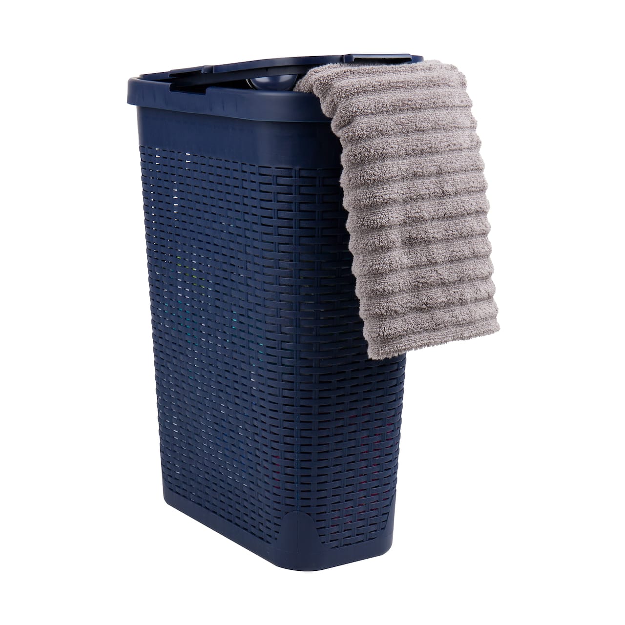 Mind Reader 40L Ventilated Slim Laundry Hamper with Cut Out Handles & Attached Hinged Lid, 2ct.